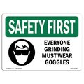 Signmission OSHA Sign, Everyone Grinding Must Wear Goggles, 24in X 18in Rigid Plastic, 24" W, 18" H, Landscape OS-SF-P-1824-L-10780